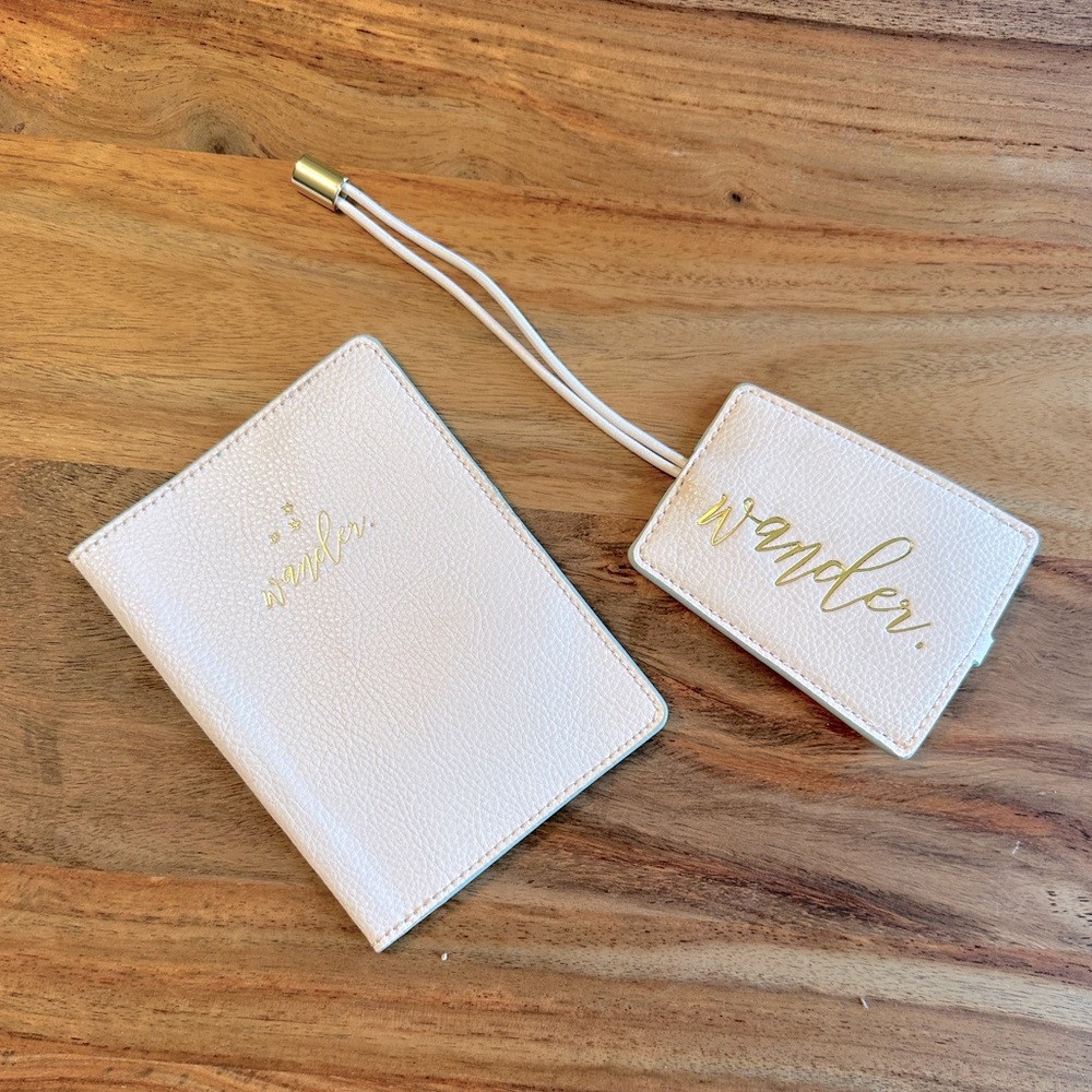 Anthropologie Wander Passport Cover and Luggage Tag - Baby Pink